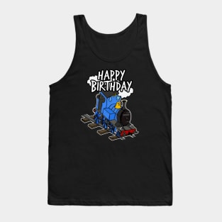 Birthday Train Steam Locomotive Railway Model Railroad (Blue) Tank Top